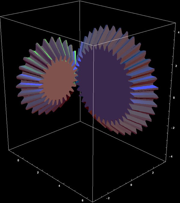 Mathematica Visualization - Rotating Gears by Harry Calkins